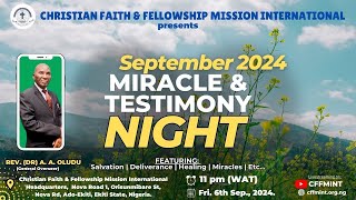 September Miracle, Thanksgiving & Testimony Night| Fri 6th Sep., 2024 | CFFMINT