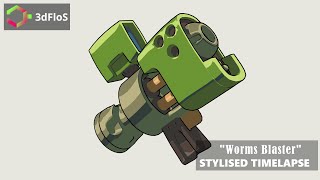 Blender 3D Toon Modeling timelapse "Worms Blaster"