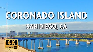 Driving Coronado Island, California, USA - Coronado Bay Bridge, Business and Residential Areas || 4k