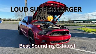 BEST SOUDING EXHAUST FOR YOUR MUSTANG GT!🔥🔥 & SUPER LOUD SUPERCHARGER POV! 😱**SOUNDS LIKE A JET!