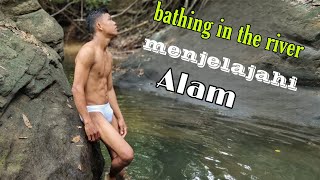 Menemukan Sungai Tersembunyi.#mandi #sungai #menjelajah #swimming