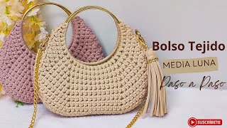 🔥Bolso media luna| Tejido a Crochet/ punto bajo doble/ Tendencia/ Paso a Paso