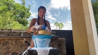 Sexy Asian teen Kylin washes bike in a bikini part 2