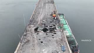 Пролет дрона под Антоновским мостом Херсон Drone flight under Antonovsky bridge Kherson