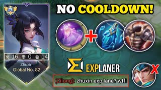 16 KILLS, NO DEATHS!‼️|  ZHUXIN EXP LANE, NO COOLDOWN BUILD AND EMBLEM! (100% broken!💀) -MLBB🔥