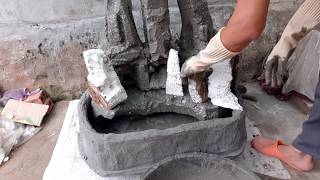 DIY Ideas For Garden - Making Miniature Landscape ft Water Fountain From Styrofoam And Cement #7