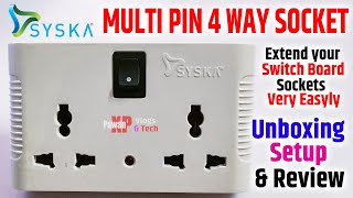 Syska 6 Amp Multi Pin 4 Way Extension Socket Power Plug (SSK-MPS-0401) | Unboxing & Review