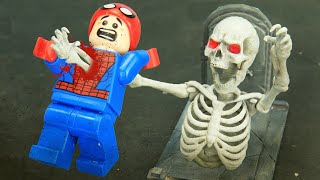 Spider-man And Iron Man Lost in the Land of Skeleton vs Thanos | Lego Stop Motion