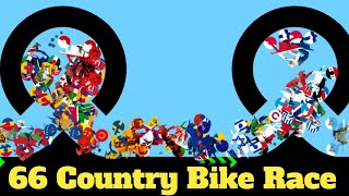 66 Country Motorbike & 65 Elimination Dirt Bike Race Tournament in Algodoo- Motocross Bike Racing