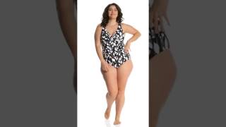 Anne Cole Signature Plus Size Vines Twist Front One Piece Swimsuit | SwimOutlet.com