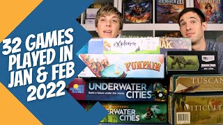 32 GAMES PLAYED in January and February 2022 | Board Game Perspective