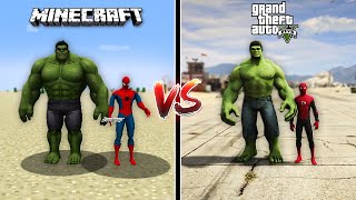 GTA 5 SPIDER MAN and HULK VS MINECRAFT SUPERHERO SPIDERMAN and HULK - WHO IS BEST?