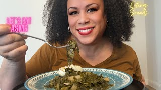 Soulful Greens Serenade: ASMR Delight with Crispy Onions Harmony