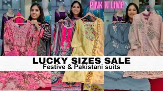 LUCKY SIZES SALE-Festive & Pakistani Suits | Pink n Lime ||