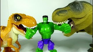 Go Marvel Hulk Toy! The Dinosaurs Toys help DC Black Manta Villain Toy! #LotsMoreToys