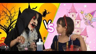 PRINCESA VS BRUXA FAZENDO SLIME / PRINCESS VS WITCH MAKING SLIME - 3 irmãs demais