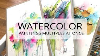 watercolor painting in an assembly line - covers of Traveler's Notebooks