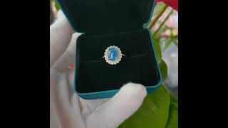 Blue Australian Triplet Opal Ring with cubic zirconias #opal #opala #opalring