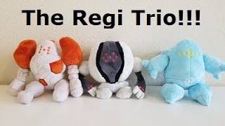 Pokémon Center Regirock, Registeel, and Regice Sitting Cuties Plushes