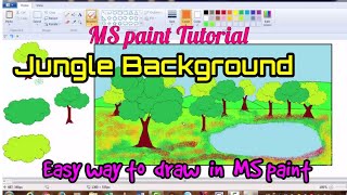 Jungle Drawing | How to draw Jungle background in MS paint | MS paint tutorial | Easy MS paint Draw