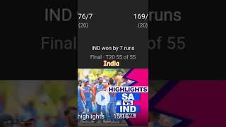 INDIA WON T20 men's cricket world cup SA VS INDIA #T20 #worldcup #cricket #india India won #indian