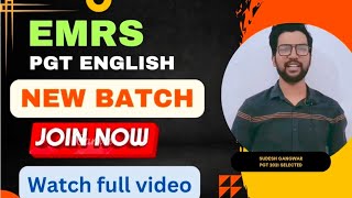 EMRS PGT ENGLISH ll Full Syllabus explained ll New Batch!