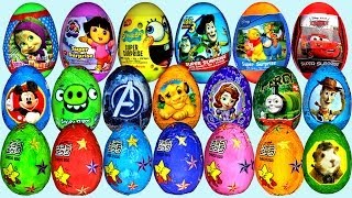 40 Surprise eggs, Маша и Медведь Kinder Surprise Mickey Mouse Disney Pixar Cars 2