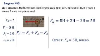 7 класс.  Сложение сил, действующих на тело вдоль одной прямой.