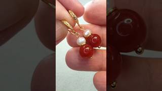 HOW TO MAKE RED AGATE AND PEARL EARRINGS