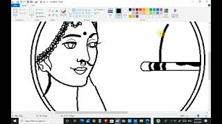 How to draw Radha with flute of Krishna|Ms paint drawing