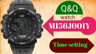 how to set the time Q&Q M156J001Y digital watch