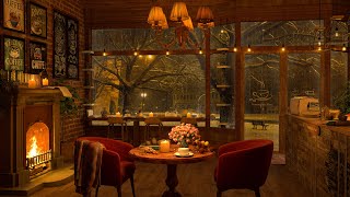 4K Cozy Coffee Shop ☕ Smooth Piano Jazz Music for Relaxing, Studying, Sleeping