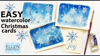 EASY Watercolor Christmas Cards- Snowflakes!