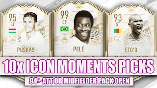 10x ICON MOMENTS PLAYER PICKS | 94+ ATT OR MID ICON PACK | FIFA 21 ULTIMATE TEAM