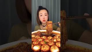 ASMR Mukbang fastest eating spicy noodles and eggs 🍜🥚 #shorts #mukbang #trending #youtubeshorts