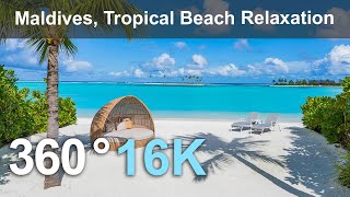 Maldive Paradise. Tropical Beach Relaxation. 360 video in 16K.