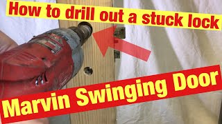 Drilling Out A Stuck Lock Box On A Marvin Swinging Door