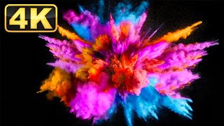 4K Colorful Powder Explosions! Video with Relaxing Music for Calming. Relaxation Time!