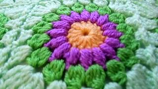 Crochet Sunburst Granny Square Cushion