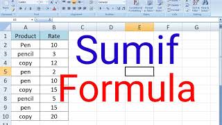 Sumif Formula in Excel