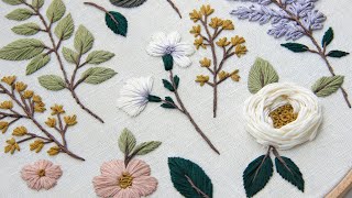 Lilac and cherry blossom. Embroidered Botanical elements for beginners