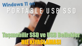 Portable USB SSD HikVision T200N Hız Kıyaslama ve WinToGo Windows 11 Kurulum ve Test