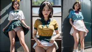 [4K] Cute Girl Lovely Skirts Challenge Lookbook 🎒| AI Lookbook #beauty #lookbook #skirt #upskirt