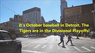 Downtown Detroit People On Tigers Game Day. Traffic Safety Enforced! Gratiot View Of Hudson's Site.