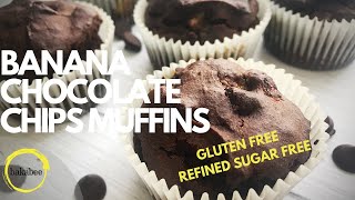 GLUTEN FREE Banana Chocolate Chip Muffins | gluten free muffins | Healthy snacks