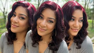 LuvMe Hair Dark Plum Closure Wig | Old Hollywood Curls | Ready to Wear | Install and Review