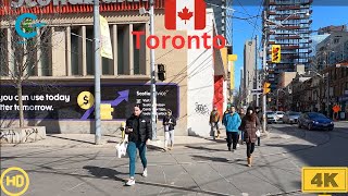 Walking Tour Queen Street Toronto 4K | Virtual Tour Downtown Queen St. Toronto Canada