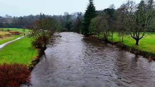 Drone footage of Dawsholm Park in Glasgow.