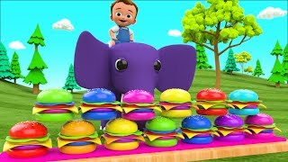 Colors for Children to Learning with Little Baby Fun Ride on Elephant Color Burgers 3D Kids Edu