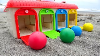 Marble Run Race ☆ Rain Gutter + Sand Road Course & 4 Color Garage